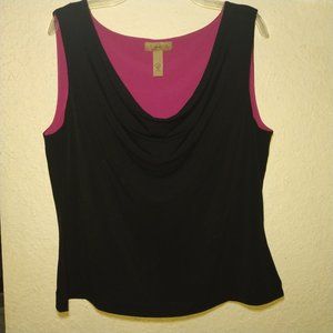i.e. Black Tank cowl neck w/ Fuchsia lining. XL